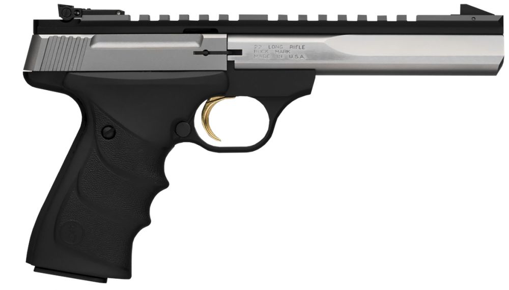 Browning Buck Mark Contour Stainless URX .22LR Semi Auto Pistol - 10+1 Rounds | 5.5" Barrel | Polymer Grips | Two-Tone | 3-Dot Sights