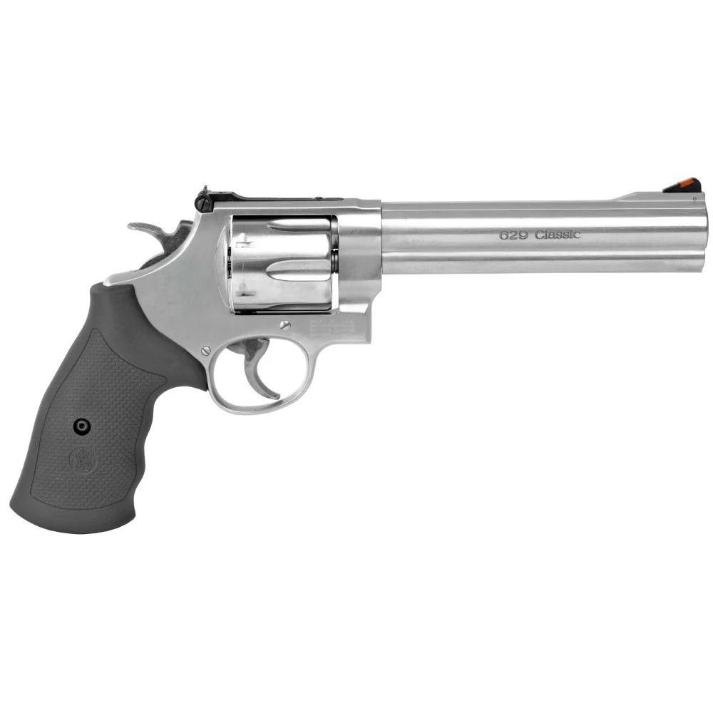 Smith & Wesson Model 629 Classic 44 Mag Revolver - 6 Rounds | 6.5" Barrel | Polymer Grips | Stainless/Silver | 3-Dot Sights