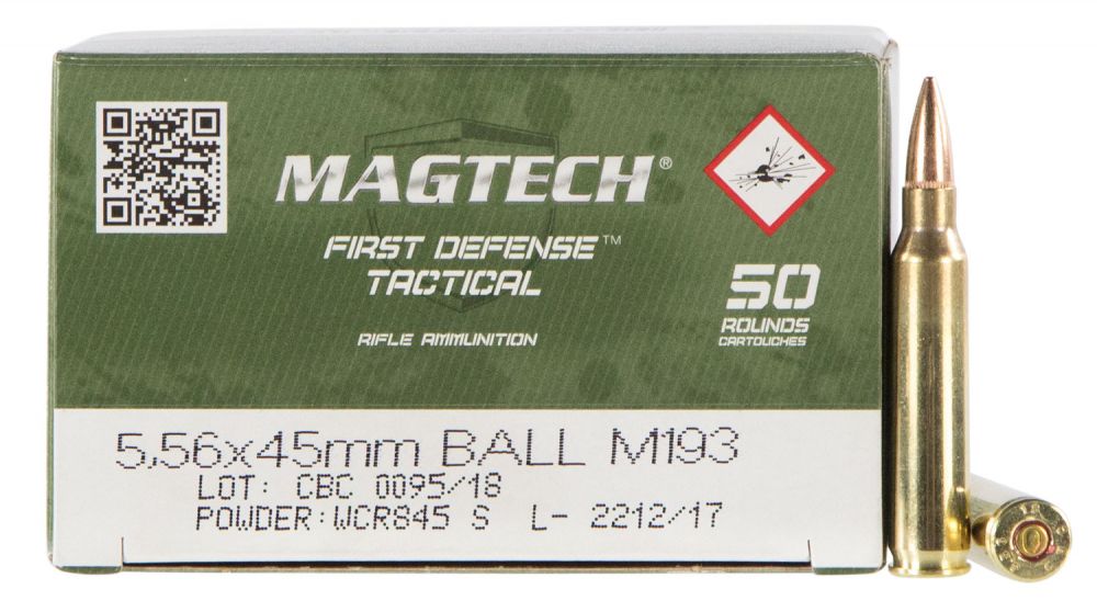 Magtech Tactical/Training 5.56x45mm NATO 55gr Full Metal Jacket50rd box - Brass Casing