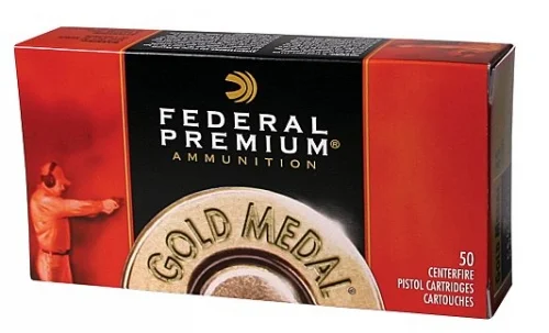 Federal Gold Medal FMJ Semi-Wadcutter Match 50RD 185gr 45 Auto - Brass Casing