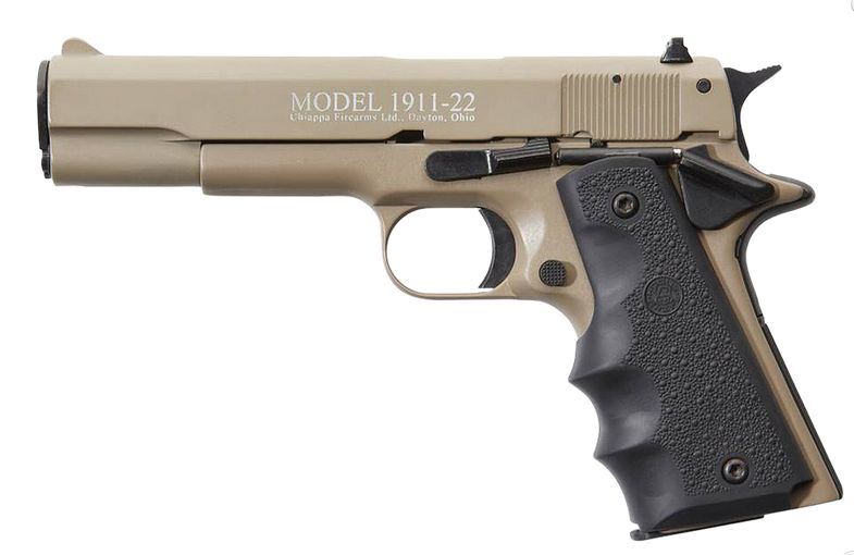 Chiappa 1911-22 Tan 22 Long Rifle Pistol - 10 Rounds | 5" Barrel | Rubber Grips | FDE/Tan