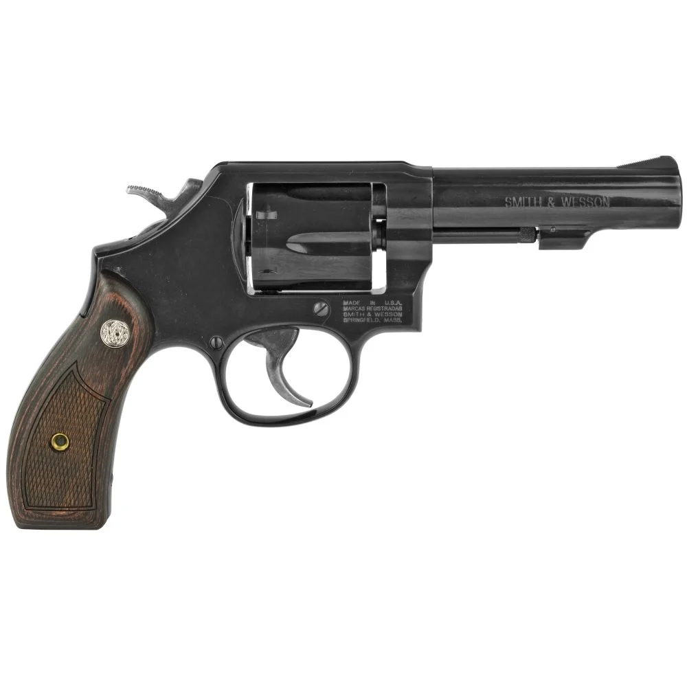 Smith & Wesson Model 10 Classic 38 Special Revolver - 6 Rounds | 4" Barrel | Wood Grips | Blue/Black | 3-Dot Sights