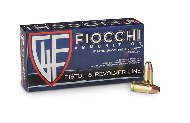 Fiocchi Shooting Dynamics 9mm 124gr JHP 50rd box - Brass Casing