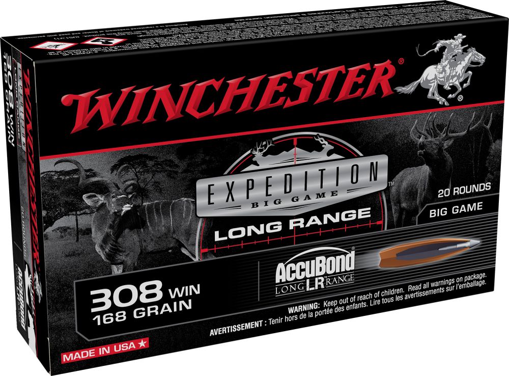 Winchester Ammo Expedition Big Game Long Range 308 Win 168 gr AccuBond Long Range 20 Bx/10 Cs - Brass Casing