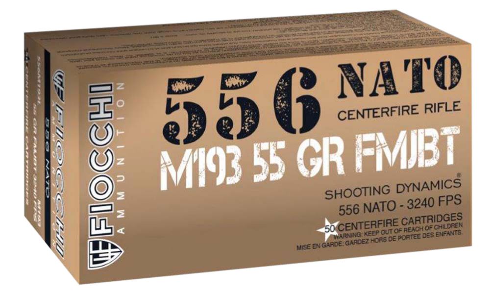Fiocchi Training Dynamics 5.56x45mm NATO 55 gr Full Metal Jacket Boat-Tail50rd box - Brass Casing