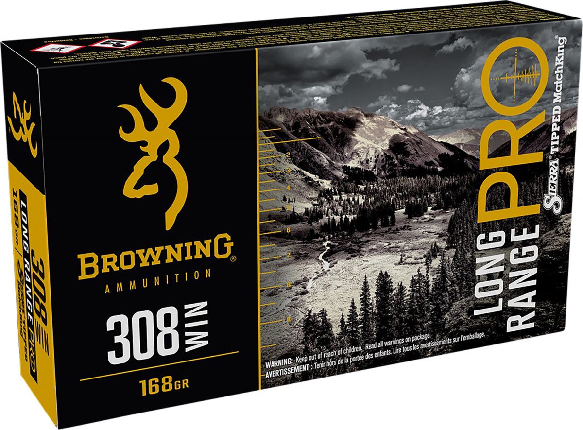 Browning Ammo Long Range Pro 308 Win 168 gr Sierra MatchKing BTPT 20 Bx/ 10 Cs - Brass Casing