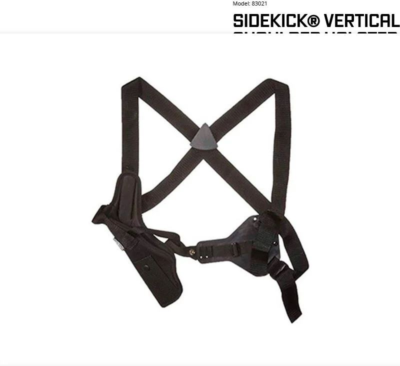 Uncle Mikes Sidekick Vertical Shoulder Holster - Black Color | 3-4" Barrel Medium/Large Double Action Revolver Gun Mod | Nylon Material | Textured Model | Shoulder Holster System Type