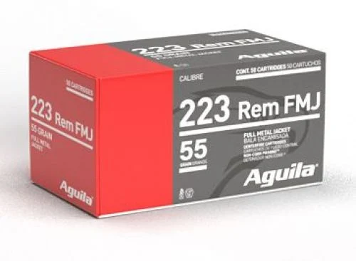 Aguila Target & Range223 Remington Ammo 55gr FMJ50 Round Box - Brass Casing