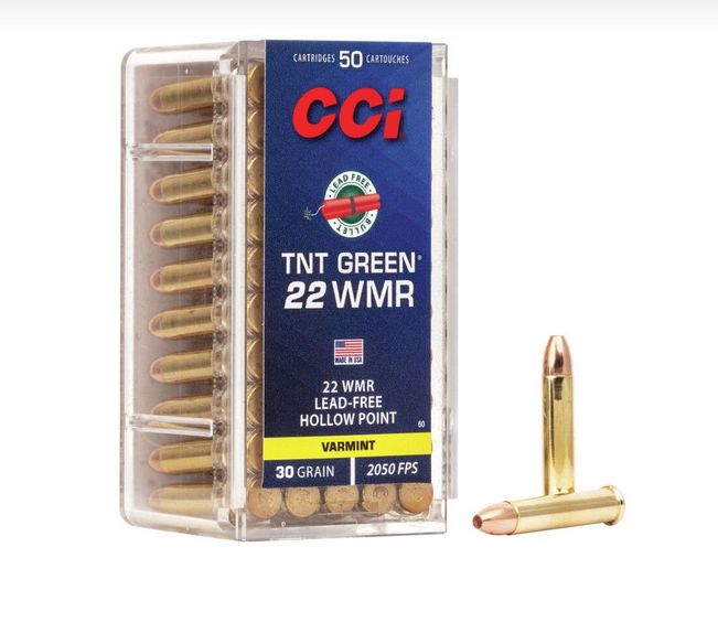 CCI Varmint TNT Green Hollow Point 22 Magnum / 22 WMR Ammo 50 Round Box - Brass Casing
