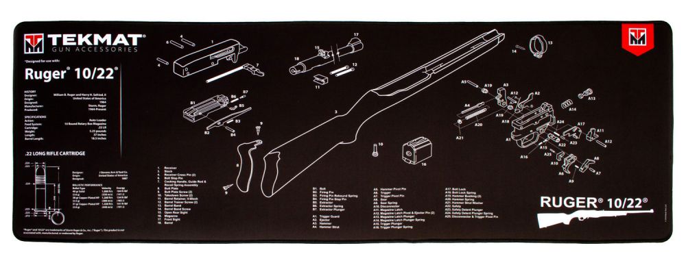 TekMat Ultra Premium Cleaning Mat Ruger 10-22 Parts Diagram 15" x 44"