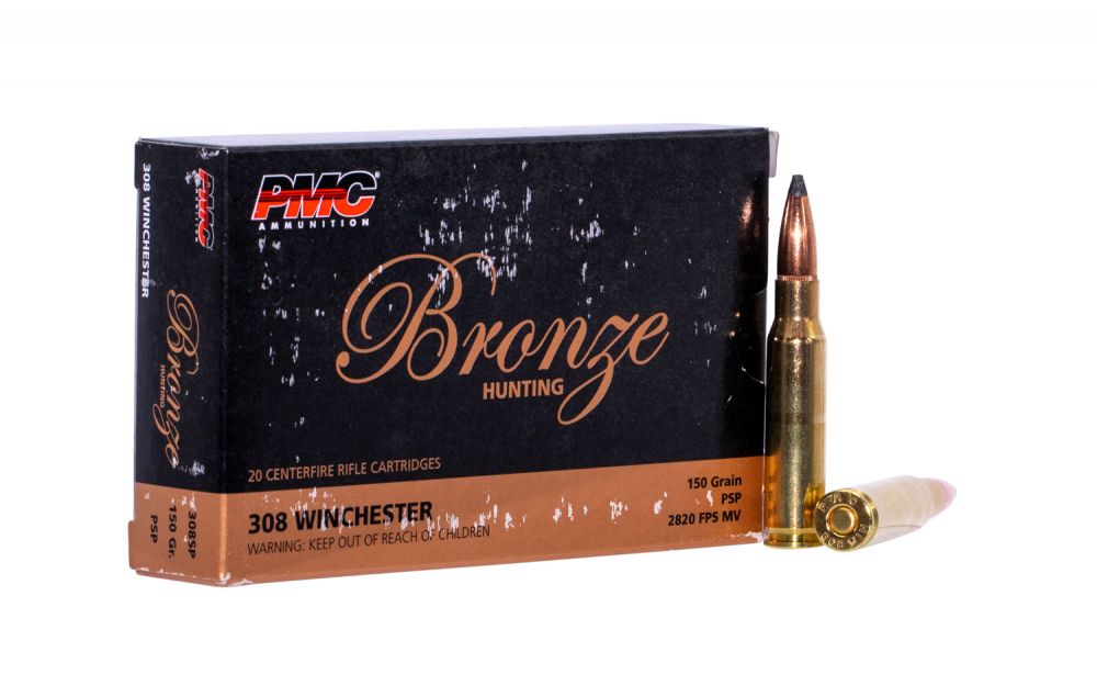 PMC Bronze Soft Point 308 Winchester Ammo 150gr20 Round Box - Brass Casing