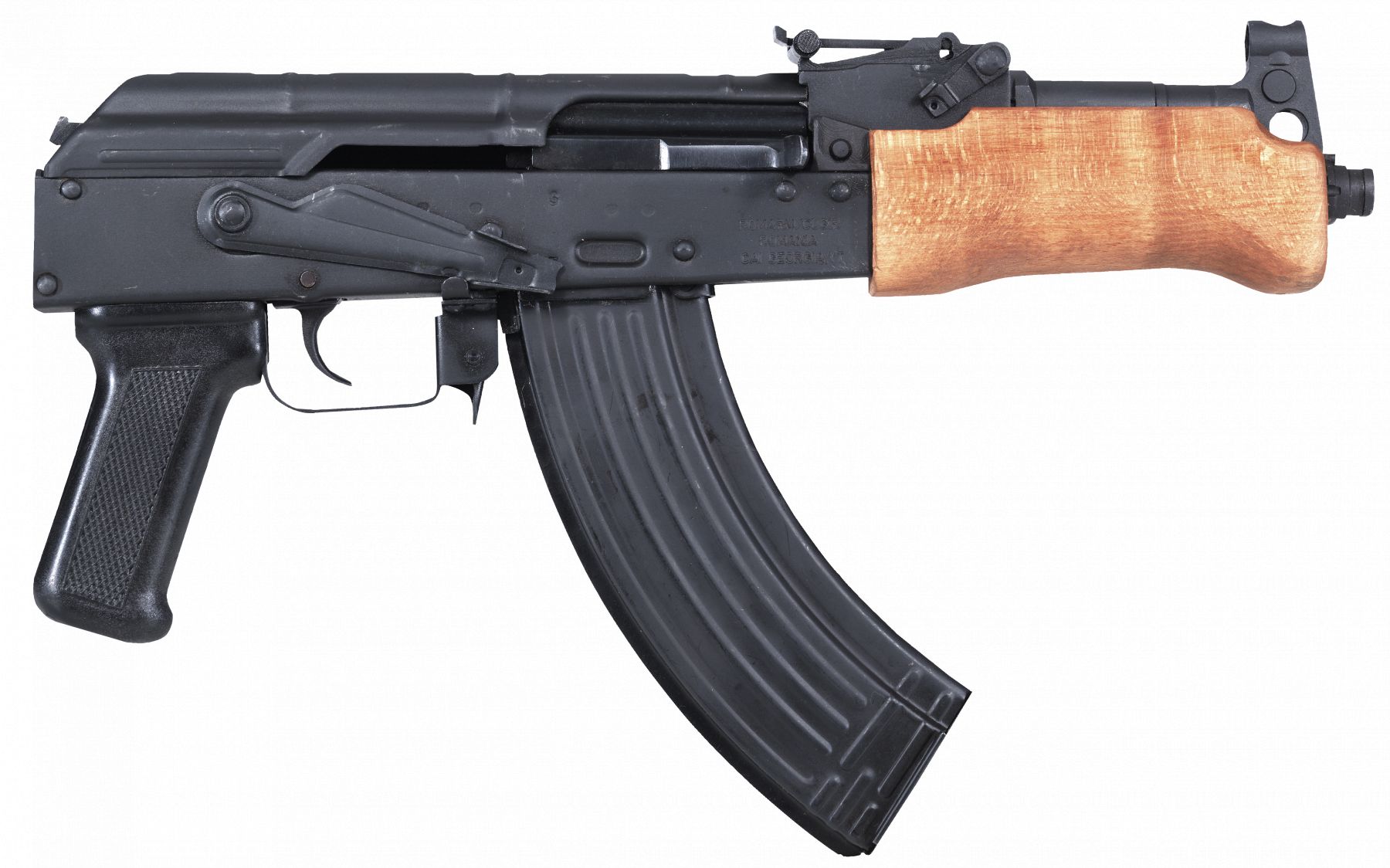 Century International Arms Inc.Mini Draco 7.62 x 39mm 7.75" Pistol 30+1 - 30+1 Rounds | 7.75" Barrel | Polymer Grips | Blue/Black | 3-Dot Sights