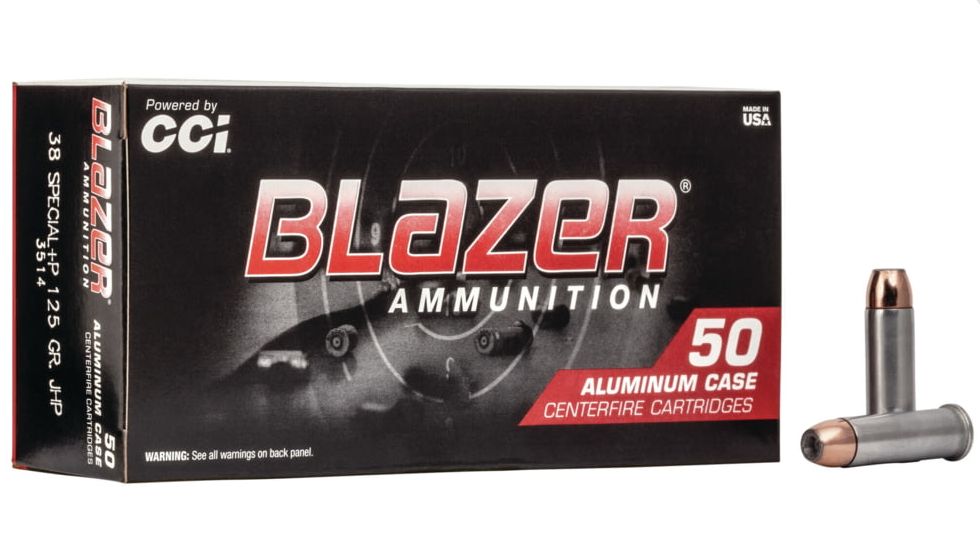CCI Blazer38 Special+ P 125gr Jacketed Hollow Point50 Round Box - Aluminum Casing
