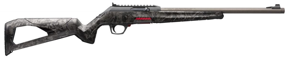 Winchester Wildcat 22 SR - Forged Carbon Gray .22 Long Rifle - 10+1 Rounds | 16.5" Barrel | Camo Stock | Blue/Black