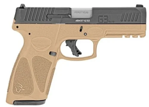 Taurus G3 Tan Black 9mm Pistol - 17+1 Rounds | 4" Barrel | Stainless/Silver