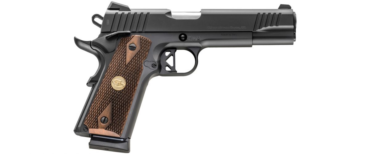 Charles Daly Chiappa 1911 Superior .45 ACP Single 5 8+1 Walnut Grip Black Slide - 8+1 Rounds | 5" Barrel | Wood Grips | Blue/Black | Fiber Optic Sights