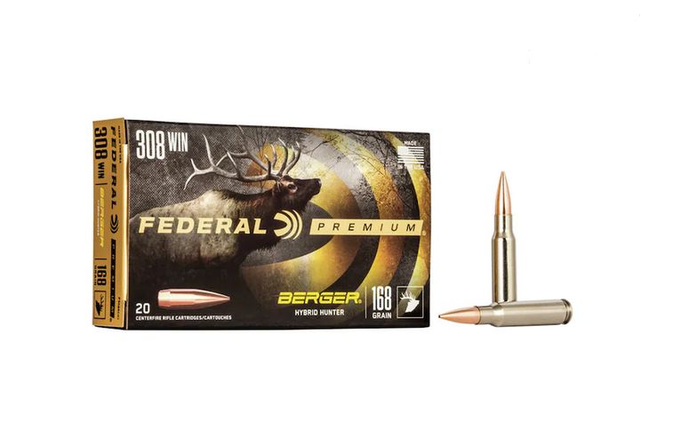 Federal Premium Berger Hybrid Hunter 308 Win 168 gr Berger Hybrid Hunter 20 Bx/ 10 Cs - Brass Casing
