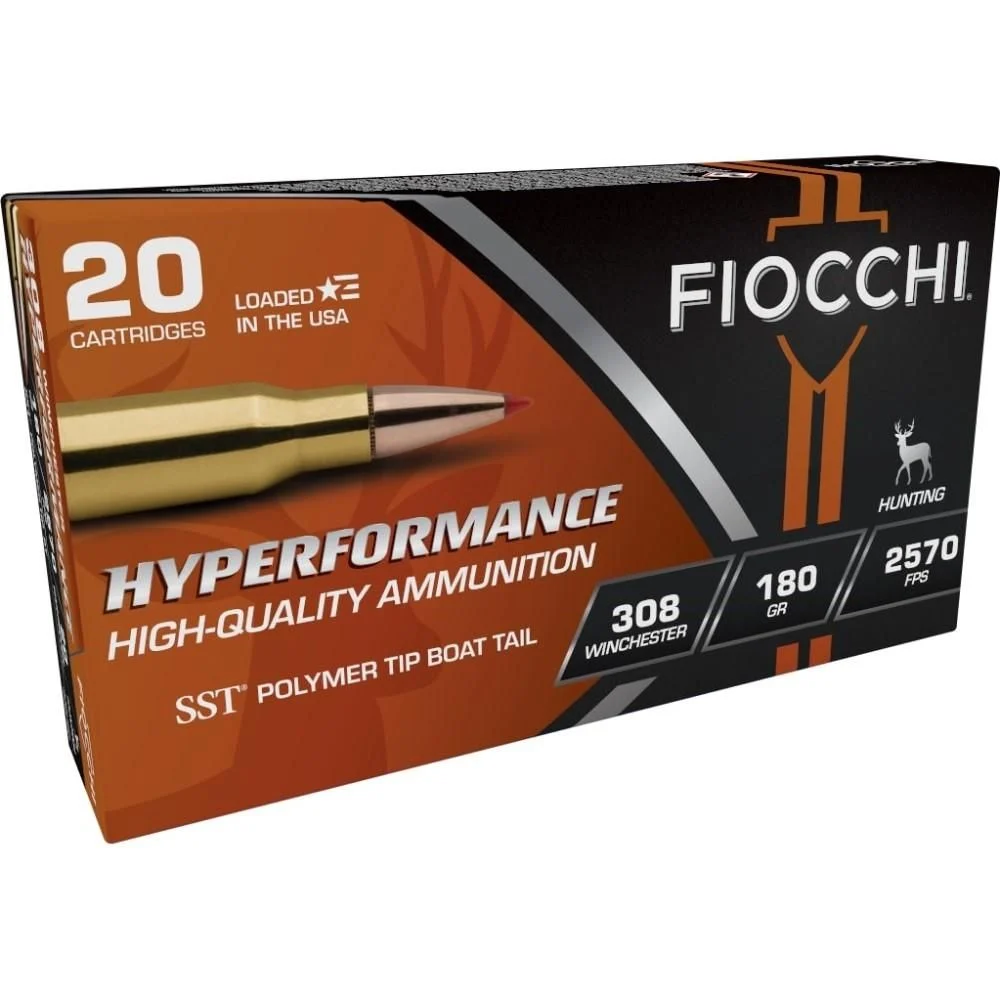 Fiocchi 308 Winchester 180 Grain Super Shock Tip - Brass Casing
