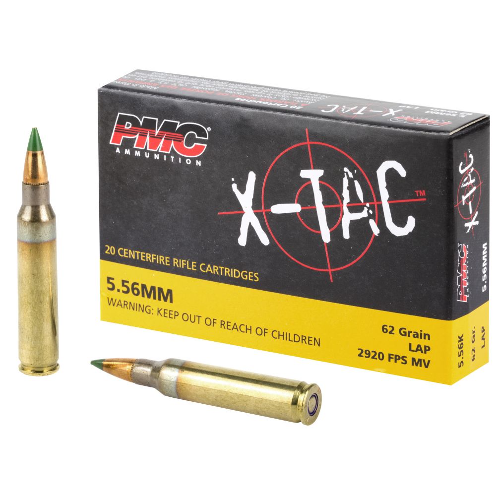 PMC X-TAC LAP Ammo5.56 NATO 62gr Green Tip20 Round Box - Brass Casing