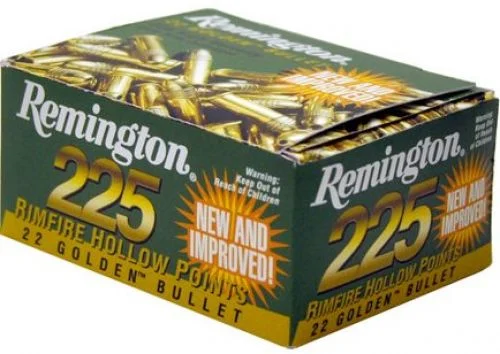 RemingtonGolden Bullet 22 LR Ammo 36 GR Plated Hollow Point 225rd box - Brass Casing
