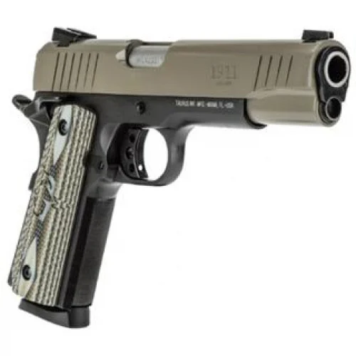 Taurus 1911 .45 ACP BluedK SAND CERAKOTE VZ GRIP 8RD - 8 Rounds | 5" Barrel | Stainless/Silver