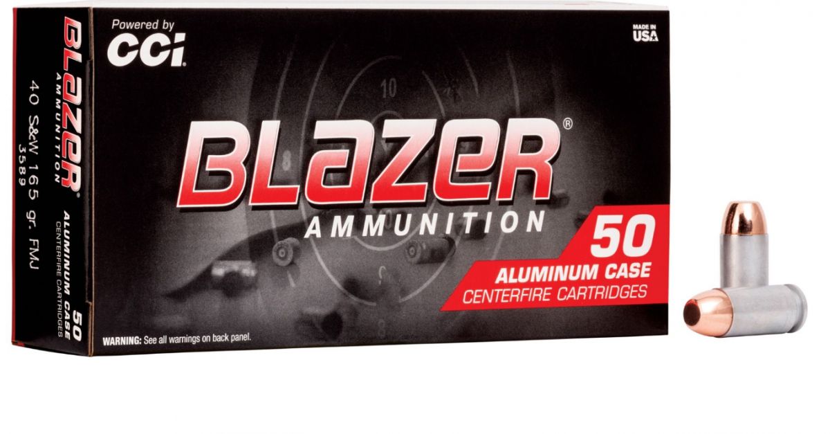 CCI Blazer Full Metal Jacket 40 S&W Ammo 165gr 50 Round Box - Aluminum Casing