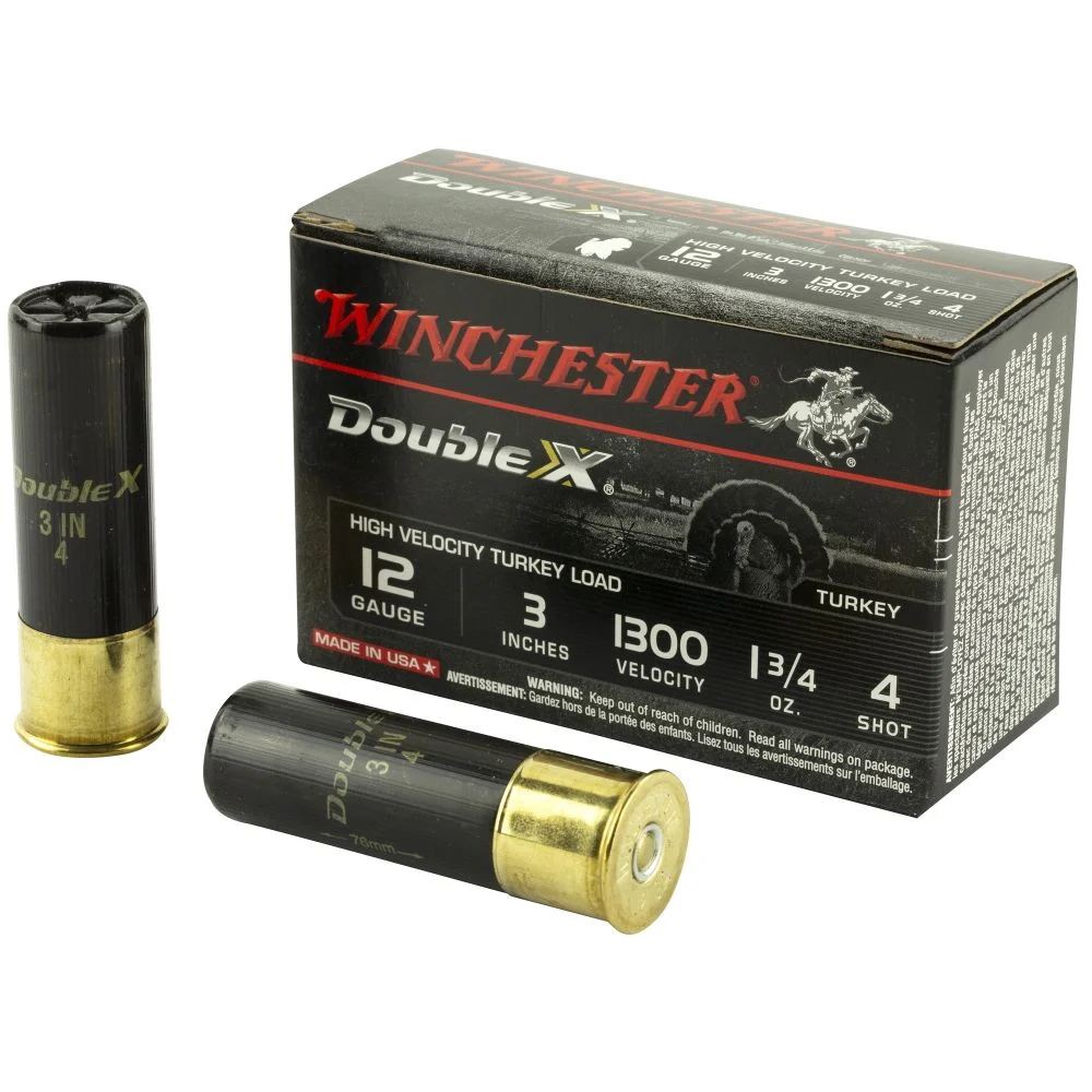 Winchester Double X High Velocity12 Gauge Ammo 3"#4 Shot 10 Round Box