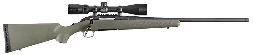 Ruger American 6.5 Creedmoor 22" Threaded Moss Green Stock Vortex Crossfire 4-12x44 4+1 - 4+1 Rounds | 22" Barrel | Moss Green Synthetic Stock | Synthetic | Blue/Black