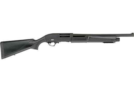 TriStar 23160 Cobra III Tactical Pump 12 Gauge, 18.50" Barrel, 3" Chamber, Black, 5 Rounds - 5+1 Rounds | 18.5" Barrel | 3" Chamber | Black Synthetic Stock | Synthetic | Blue/Black