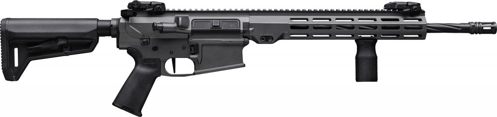 Maxim Defense MD10 L, 308 Win, 16" Fluted Barrel, Sniper Gray Rec/M-LOK Handguard, SL-K Stock, MVG Grip, MBUS Sights, 20 rounds - 20+1 Rounds | 16" Barrel