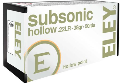 Eley Sub Sonic 22LR, 38gr. Hollow Point, 50rds/Box - Brass Casing