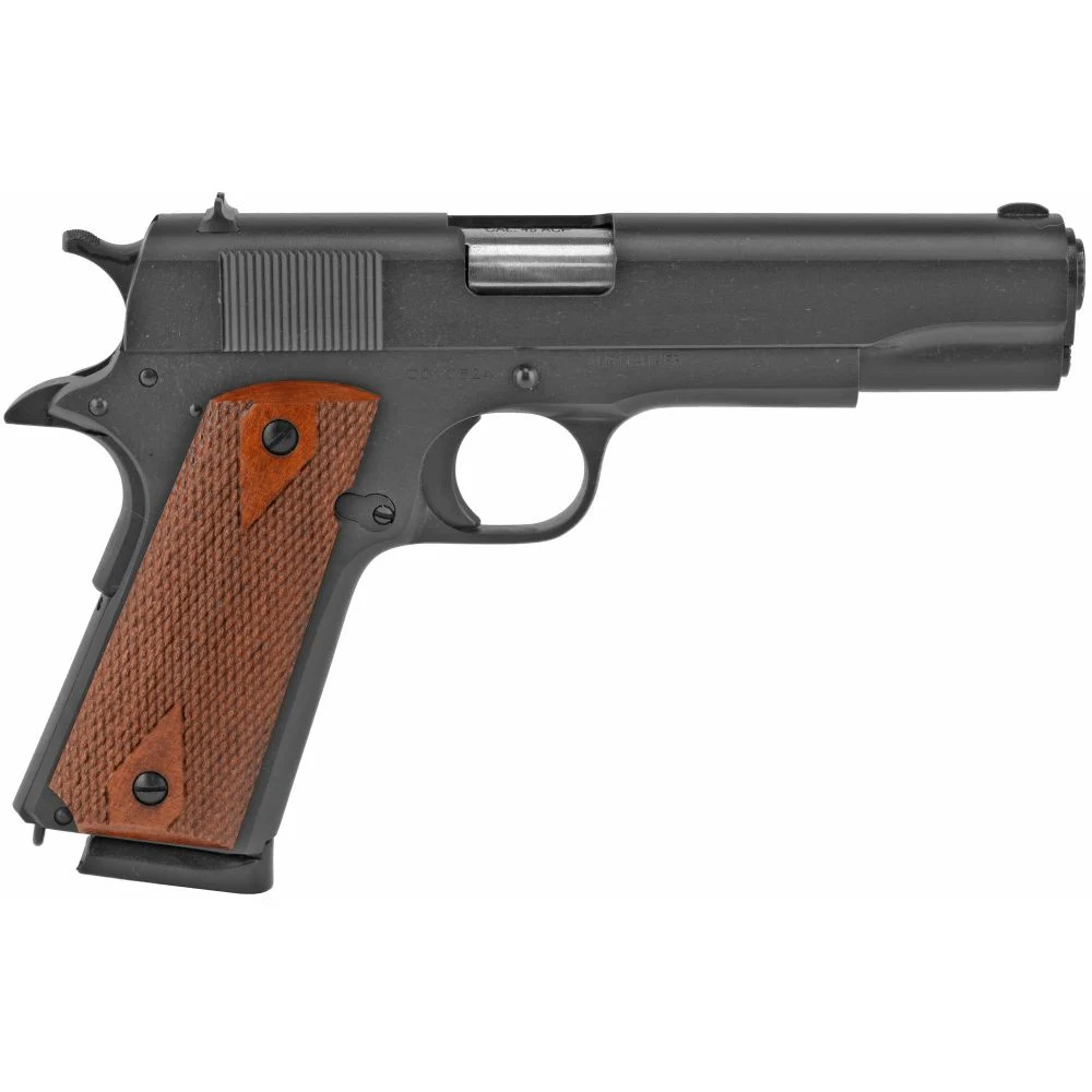 Cimarron 1911-A1 Standard .45 ACP Semi Auto Pistol - 7+1 Rounds | 5" Barrel | Wood Grips | Blue/Black | 2-Dot Sights