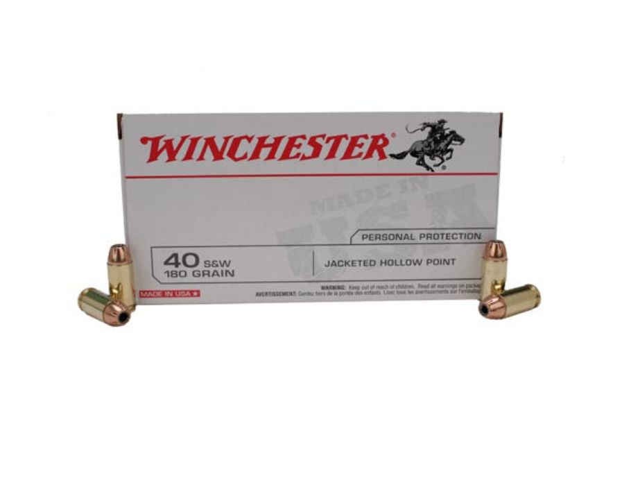Winchester 40 Smith & Wesson 180 Grain Jacketed Hollow Point - Brass Casing