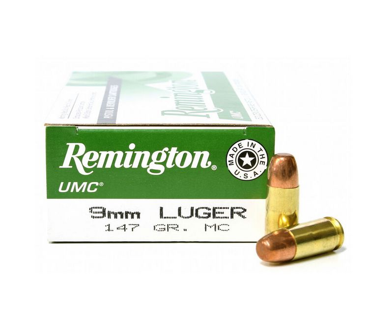Remington UMC 9MM 147 Grain Metal Case 50rd box - Brass Casing