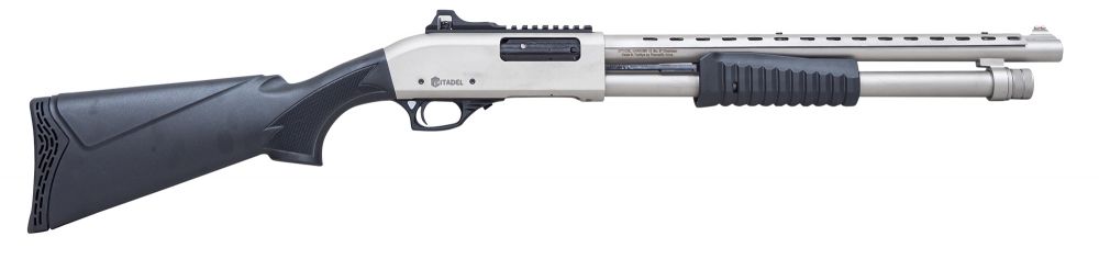Citadel Mariner 12 Gauge Pump Action Shotgun - 4+1 Rounds | 18.5" Barrel | 3" Chamber | Black Synthetic Stock | Nickel