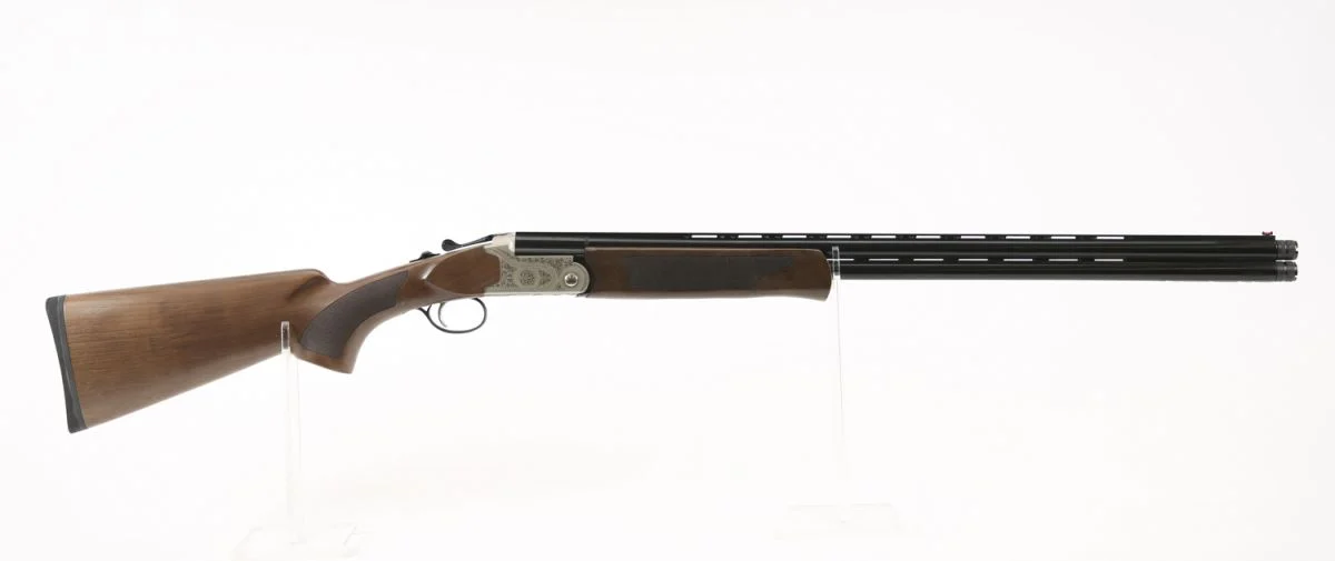 Pointer Acrius Over Under Shotgun 20 Gauge 28" Barrel, Walnut Stock - 2 Rounds | 28" Barrel | 3" Chamber | Turkish Walnut Stock | Wood | Stainless/Silver
