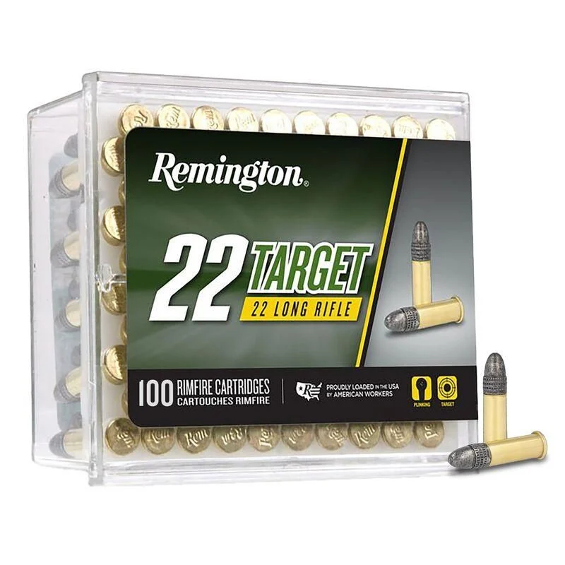 Remington 22 Target Rimfire Ammo .22 LR 40 gr RN 1150 fps 100/ct - Brass Casing