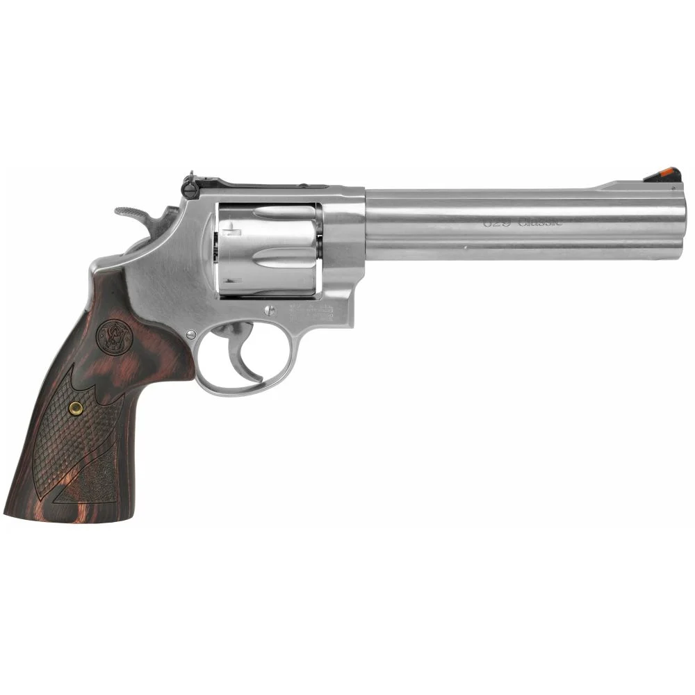 Smith & Wesson Model 629 Deluxe 6.5" 44mag Revolver - 6 Rounds | 6.5" Barrel | Wood Grips | Stainless/Silver | 3-Dot Sights