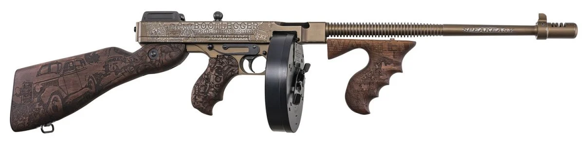 Thompson 1927A-1 Deluxe Bootlegger 45 ACP Semi Auto Rifle - 20+1 Rounds | 16.5" Barrel | Walnut Stock | Wood | FDE/Tan