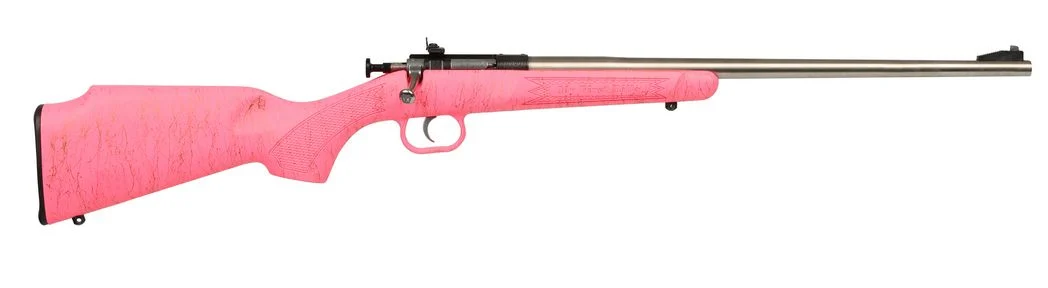 CRICKETT 22LR SS PINK/GOLD WEB PINK/GOLD WEBBING STOCK 22 LR - 1 Round | 16.125" Barrel | Pink Stock | Stainless/Silver