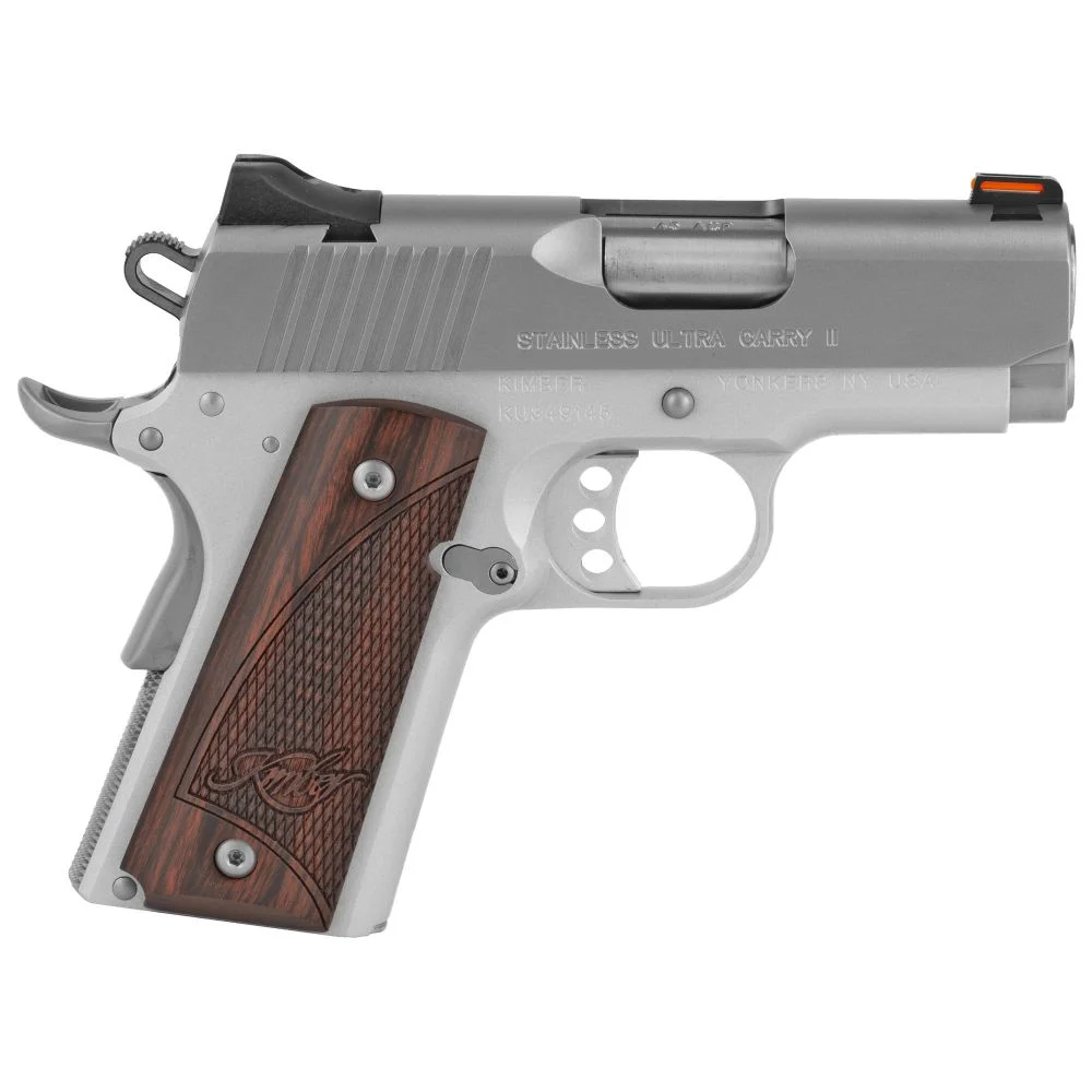 Kimber Ultra Carry II .45 ACP Semi Auto Pistol - 7+1 Rounds | 3" Barrel | Wood Grips | 3-Dot Sights