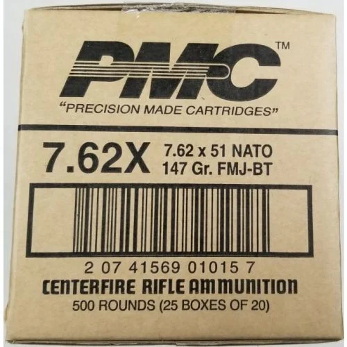 PMC 7.62NATO Rifle Ammo - 147 Grain | FMJ-BT | 500rd Case
