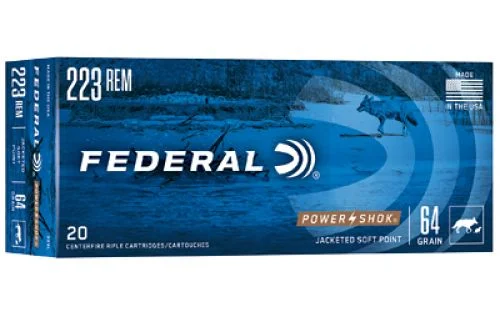 Federal Power-Shok Soft Point 20RD 64gr .223 Remington - Brass Casing