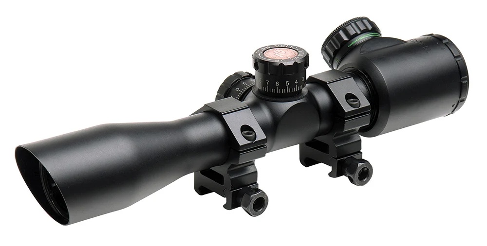 TruGlo TruBrite Xtreme Compact Tactical 4x 32mm Mil-Dot Red / Green Reticle Rifle Scope - 4" Eye Relief | 22.50 ft @ 100 yds Field of View | 4x Fixed Magnification | 9.80" Length