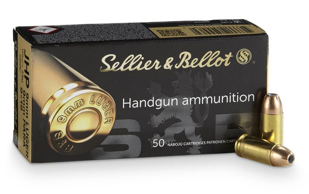 SELLIER & BELLOT 9mm Jacketed Hollow Point 115 GR - Brass Casing