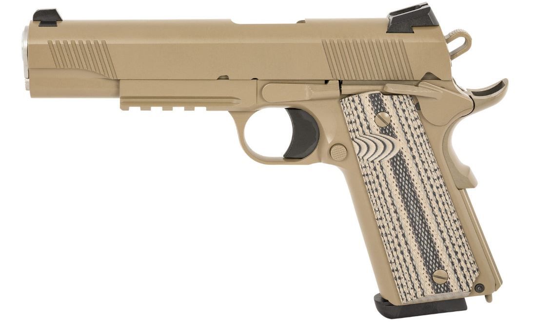 Tisas 1911 Duty Flat Dark Earth .45 ACP 5" Barrel 8-Rounds - 8+1 Rounds | 5" Barrel | FDE/Tan