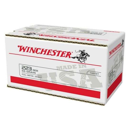 Winchester Full Metal Jacket 223 Remington Ammo 200 Round Box - Brass Casing