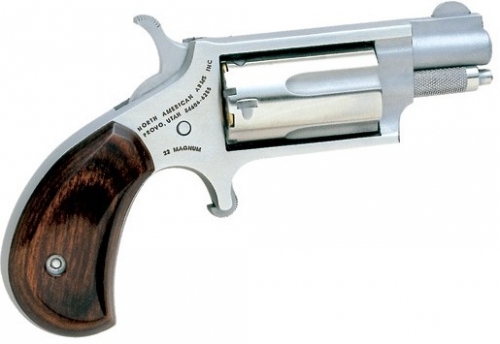 North American Arms Mini Rosewood/Stainless 1.13" 22 WMR Revolver - 5 Rounds | 1.125" Barrel | Wood Grips | Stainless/Silver