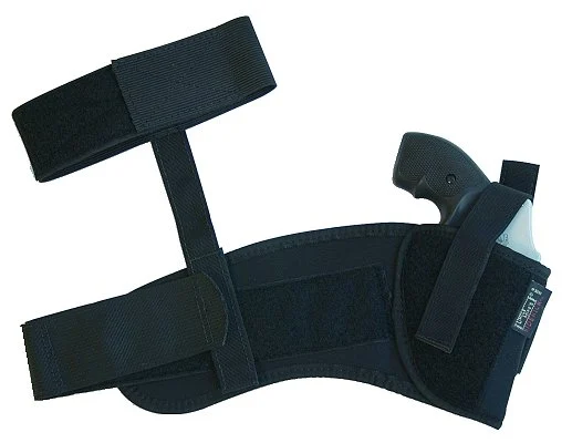 U. Mike's ANKLE HOLSTER 0 Black - Black Color | 2" Barrel Sm Frame 5-Rd Revolver w/Hammer Spur Gun Mod | Cordura Nylon Material | Textured Model | Ankle Holster Type