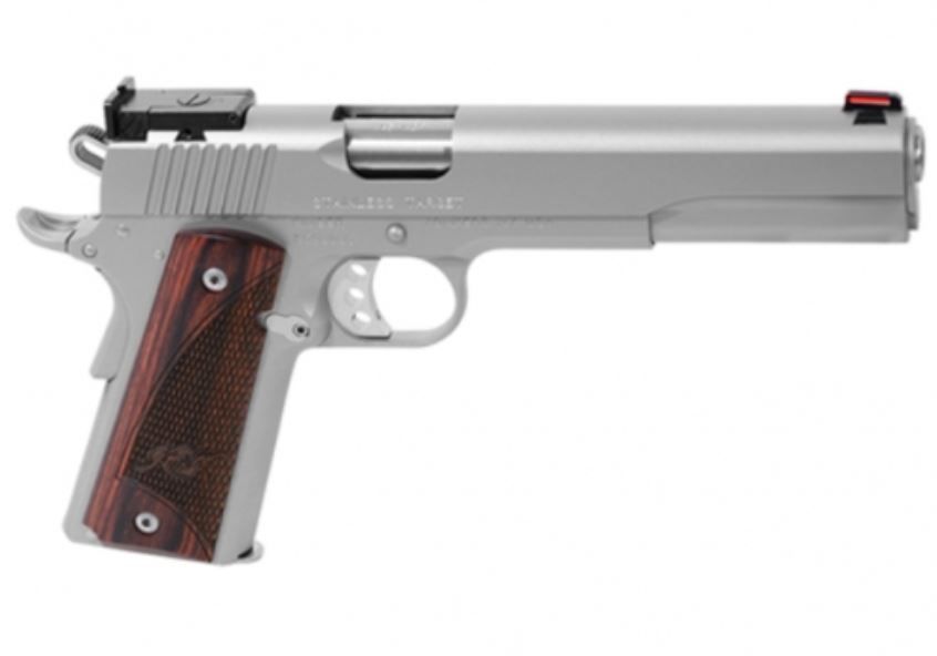 Kimber Stainless Target LS 45 ACP Pistol - 7 Rounds | 6" Barrel | Wood Grips | Stainless/Silver | 3-Dot Sights